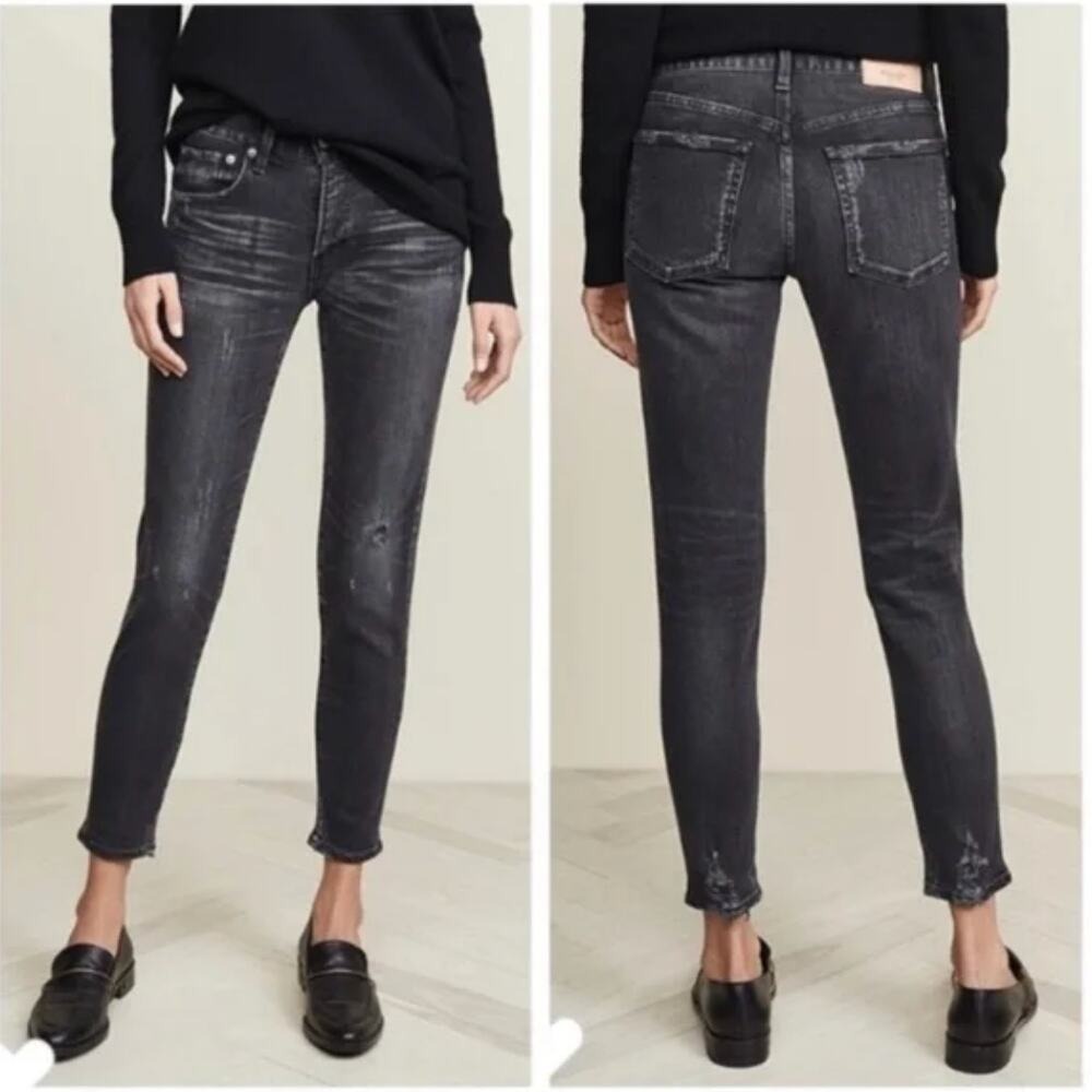 Moussy Velma Distressed Skinny Jeans Women's Size 24 Faded Black Japanese Denim